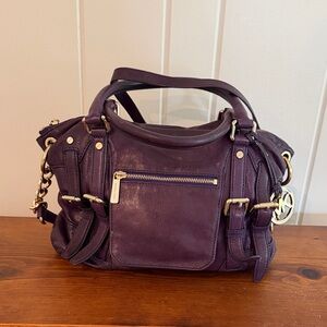 Michael Kors Dark Purple Satchel with Gold Accents